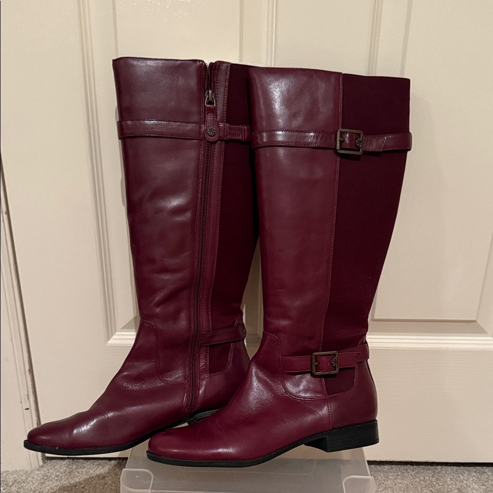 Isaac Mizrahi Maroon Knee-High Boots